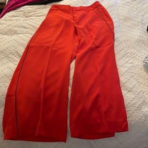 Banana Republic High Rise Wide Leg Pants, Orangey Red (Flame), Size 10 Petite.